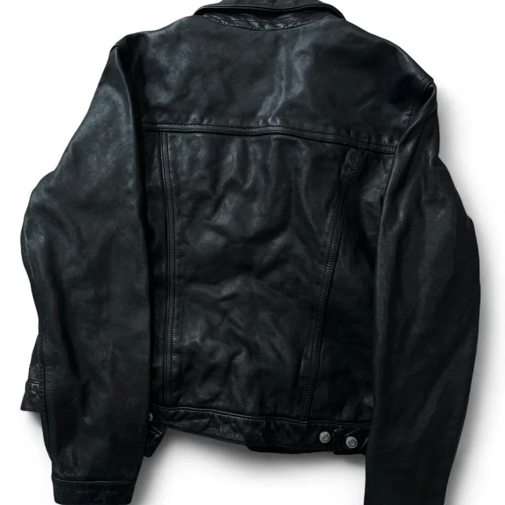 Vintage Y2K Gap Black Leather Jacket - Picture 3 of 4